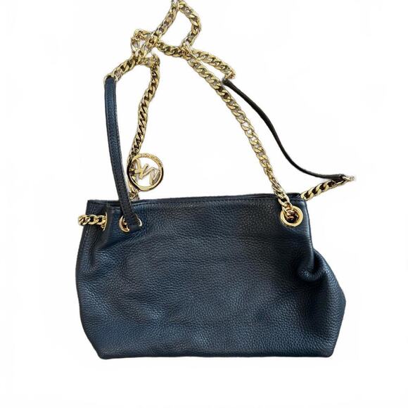 Michael Kors Blue Leather Handbag with Gold Detailing - Picture 1 of 5
